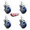 Service Caster 4'' Blue Poly Swivel 7/16'' Grip Ring Stem Caster Set with Brake, 4PK SCC-GR20S414-PPUB-BLUE-TLB-716138-4 - alternate 4
